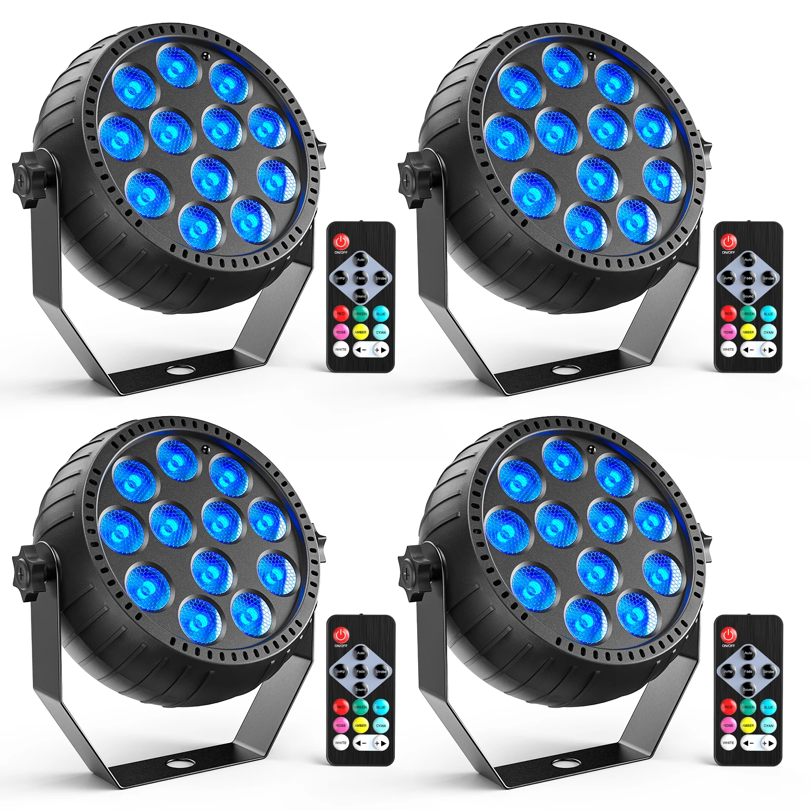 GWONG 4 szt. 12LED Mini RGB bezprzewodowy akumulator lampa Par lampa Par LED na pokaz na imprezę weselną Bar