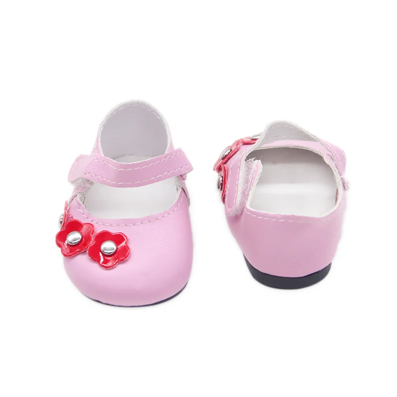 7cm Flower Doll Shoes High-quality Leather Mini Shoes For 18 Inch American&43cm Baby New Born,Our Generation Girl Doll Toy