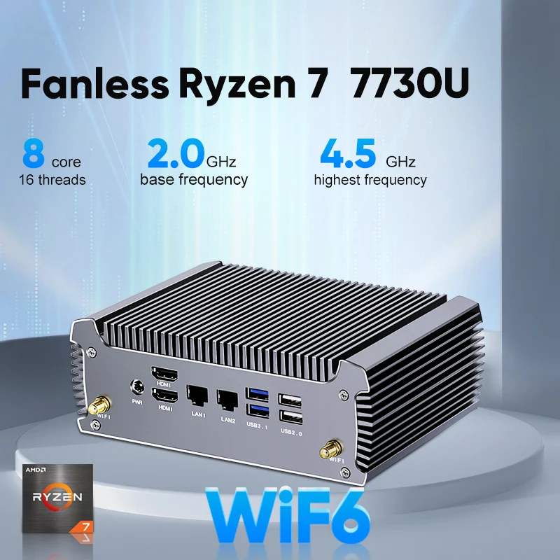 

KINGNOVY Fanless AMD Mini PC Ryzen 7 5800U 7730U Barebone Desktop Computer 4K Dual HD Windows 11/10 HTPC Gaming PC WiFi6 BT5.2