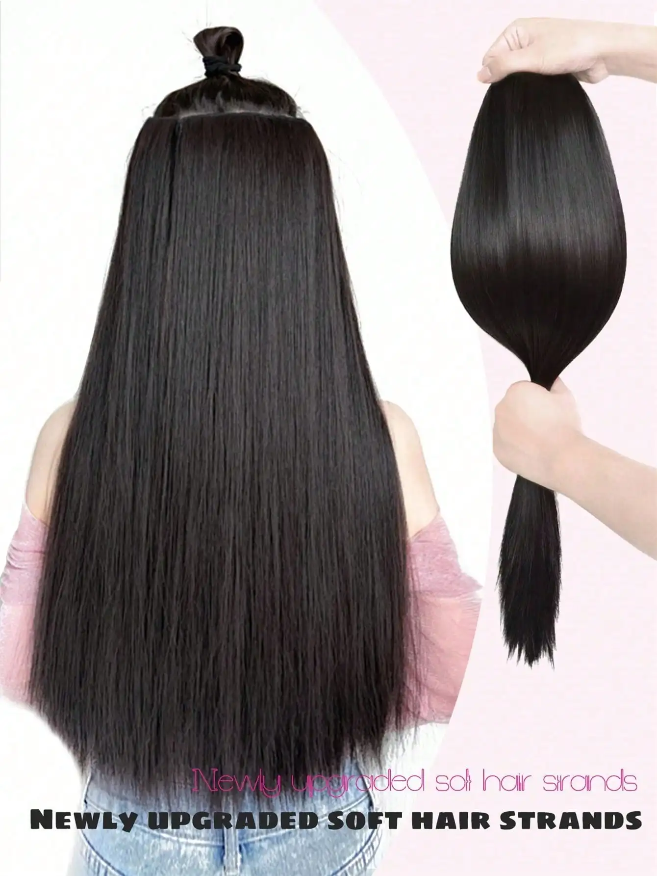 Synthetic Straight Clip In Hair Extension Blonde Black Brown