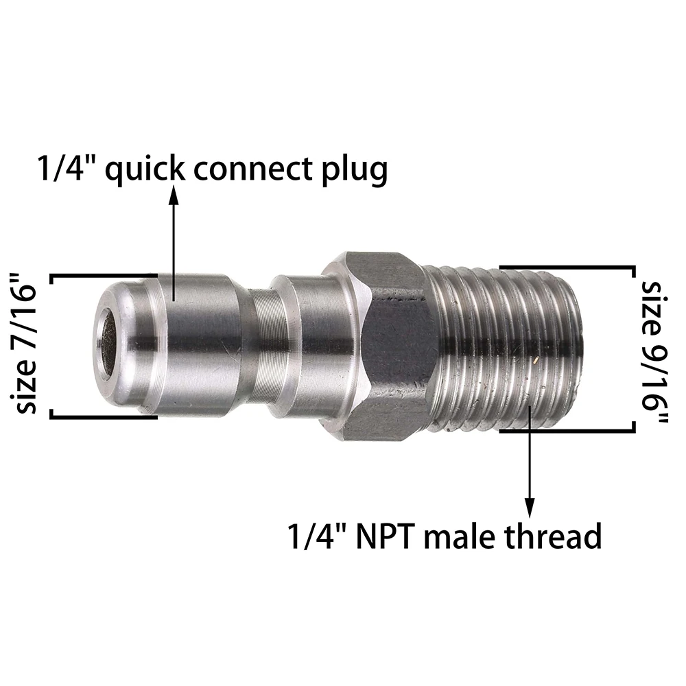 Pressure Washer 1/4 Inch Quick Plug Connector To Spray Gun Wand Lance Adapter Stainless Steel Quick Disconnect Release Fitting 4