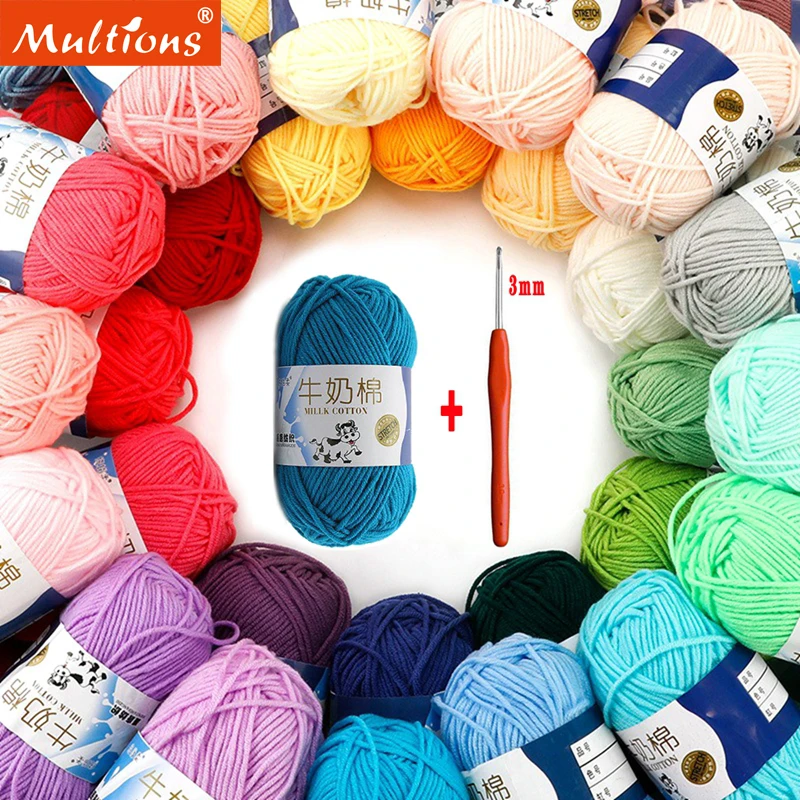  2pcs Milk Cotton 5ply Yarn Soft Crochet Yarn Baby Yarn