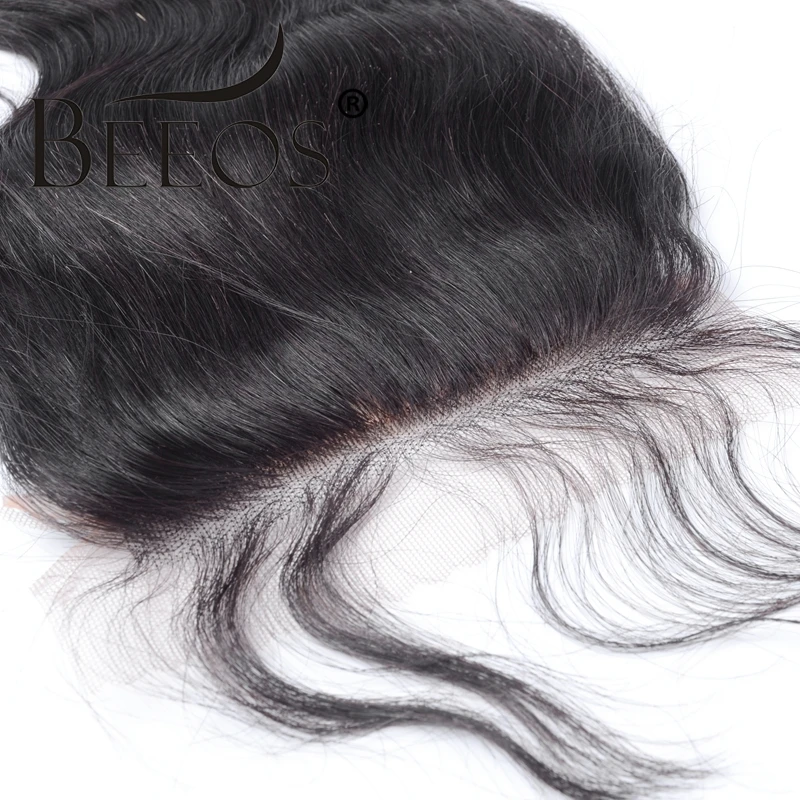 BEEOS Body Wave 4x4 Silk Base Lace Closure Only Remy Brazilian Human Hair Bleached Knot Silk Top Closure Free Part Natual Color
