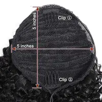Extensions de queue de cheval bouclées vague profonde cordon queue de cheval pour les femmes noires cheveux humains avec pince en queue de cheval épaisse cheveux naturels # 1B 5