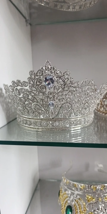 Zirconia Tiaras and Crowns Rhinestones Headband For Brides Party Big Large Headpiece Wedding Accessories Bridal Hair Jewelry