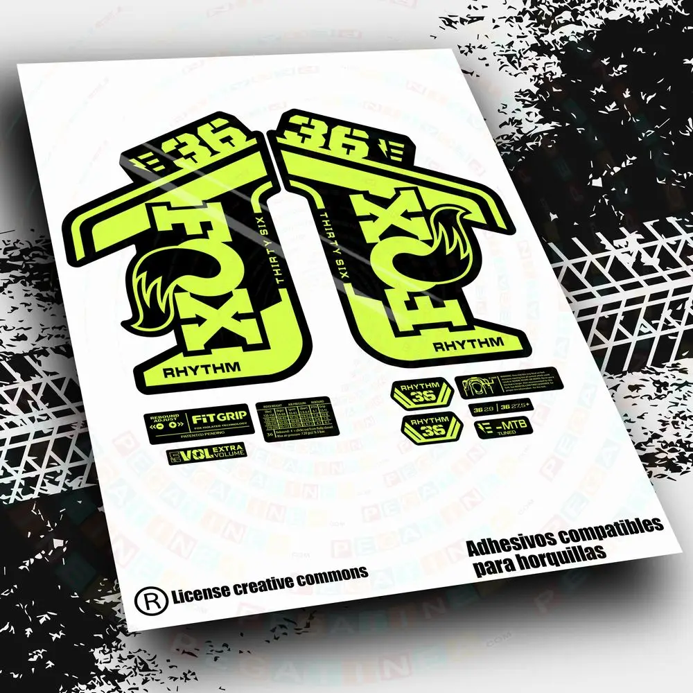 Adesivi Compatibili Fox 36 Rhythm Ebike 2021-22 Bicolore Wp460 Accessori Per Bici Mountain Vinilos Mtb Btt