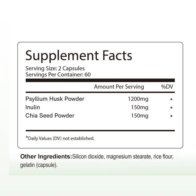 2538-5768da.jpg Psyllium Husk Supplement - Natural Soluble Fiber - Improve Digestion and Relieve Bloating, Intestinal Health - 120 Capsules