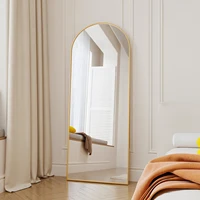 Городское роскошное стоящее зеркало 165x60 см. Подставки для зеркал всего тела. Зеркало-подставка. Большое зеркало. Золото. — изображение 4