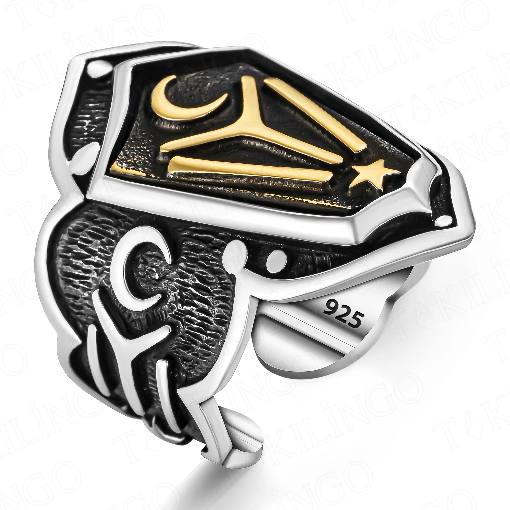 

925 Sterling Silver IYI Kayi Tribe Dirilis Ertugrul Archer Thumb Men's Ring Adjustable Size