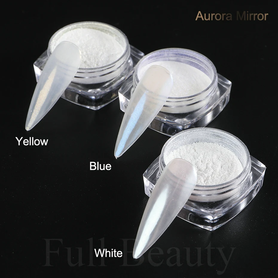 Mirror Nail Powder Pigment Pearl White Rubbing on Nail Art Glitter Dust Chrome Aurora Blue Manicure Holographic Decorations nail powder nail pigment nail glitter nail decoration nail decorations
