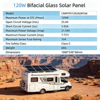 Panneau solaire bifacial de 120 watts, module solaire en verre trempé à haute efficacité avec cadre en aluminium, étanche et résistant aux intempéries pour système d'alimentation extérieur de maison, camping-car, bateau. 7