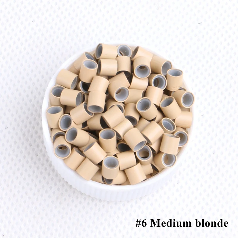 하모니 플러스 헤어 1000개 4.0x2.6x4.0mm 블랙 실리콘 구리 튜브 마이크로 실리콘 라이닝 구리 링 튜브 비즈 링