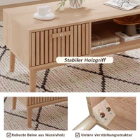 Anajqaqia Table basse 100x50x43cm avec tiroir et compartiment ouvert, table d'appoint rectangulaire, table de canapé pour salon, chambre à coucher 5