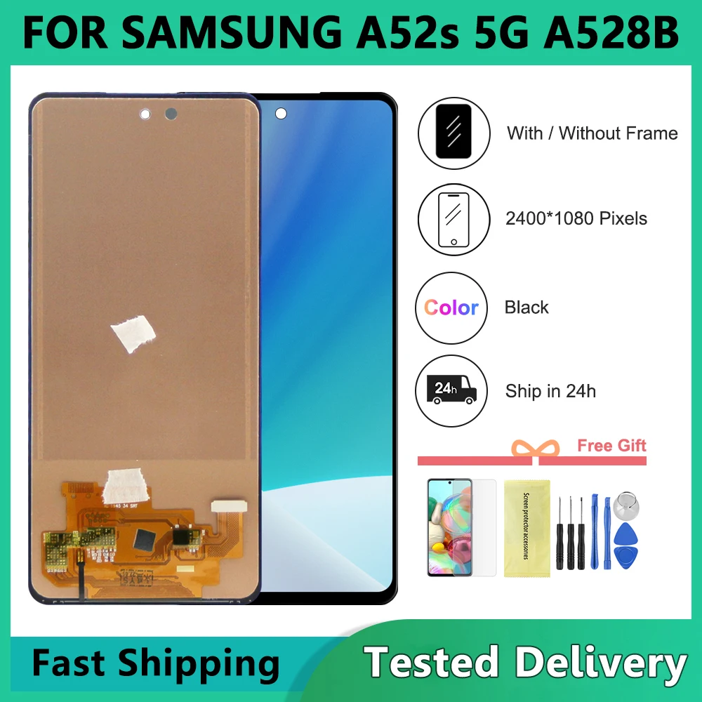 Per Samsung A52S 5G A528B A528M A528B/Ds Display Lcd Touch Screen Con Cornice, Per Samsung A52S Lcd Replacemet
