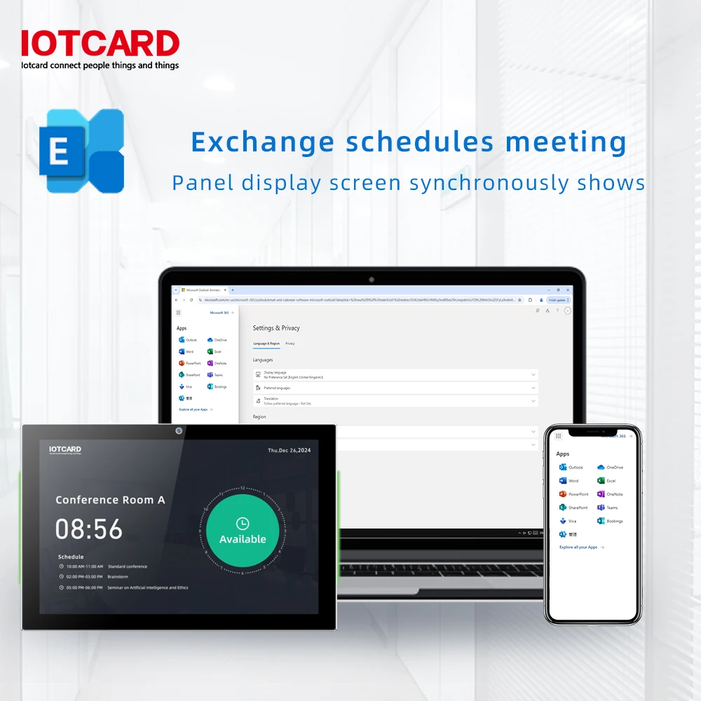 10.1 inches Exchange Scheduling Panel Meeting Room Tablet Conference Booking System Appiontment Available Room Android11 Camera