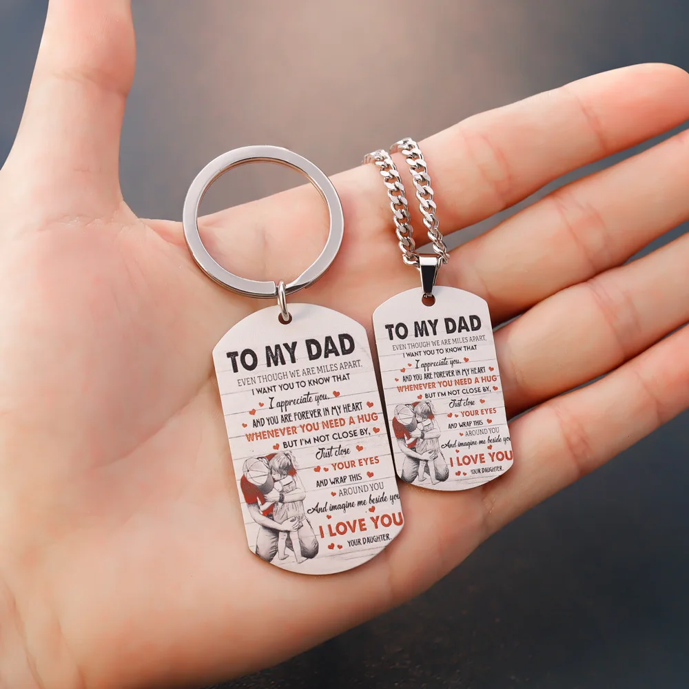 

Personalized Inspirational Keyring Stainless Steel Dog Tag Custom Photo Name Keychain Engraved Gift for Boyfriend Husband