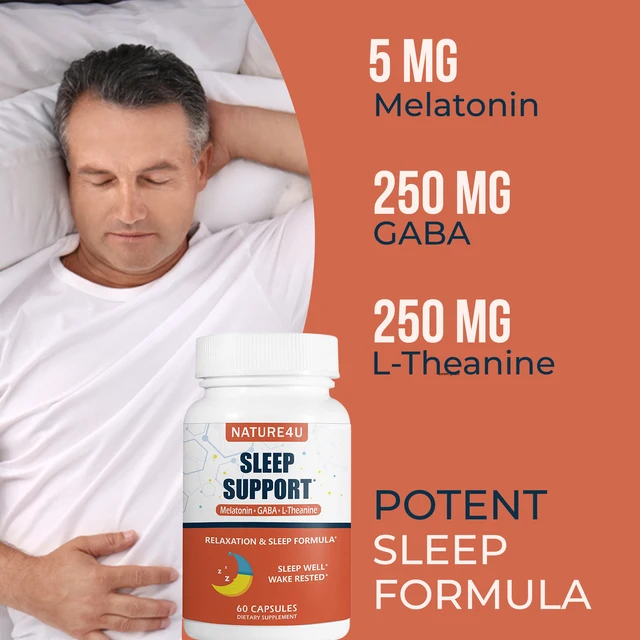 3 in 1 Sleep Aids for Adults Extra Strength, Extend Release Melatonin 5 mg, L Theanine 250 mg, GABA 250 mg, Relaxation and Sleep