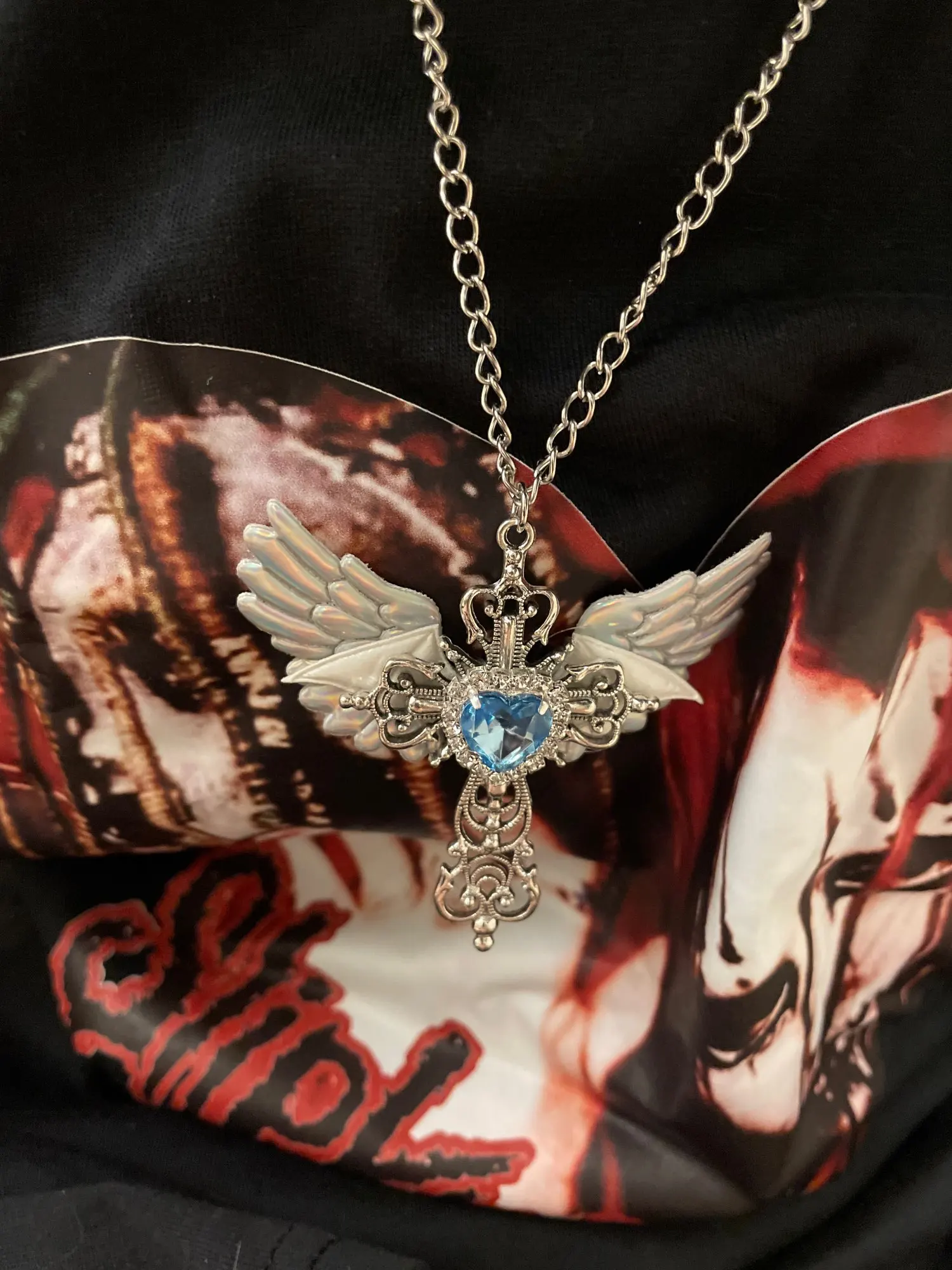 Wing Cross Necklace, customer photo
