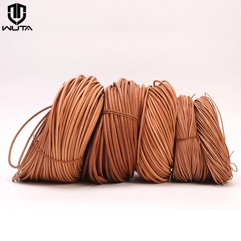 WUTA 5 미터 100%  가죽 코드 라운드 로프 1.5-6mm 가죽 스트랩 문자열 짠 로프 쥬얼리 목걸이 팔찌 레이스