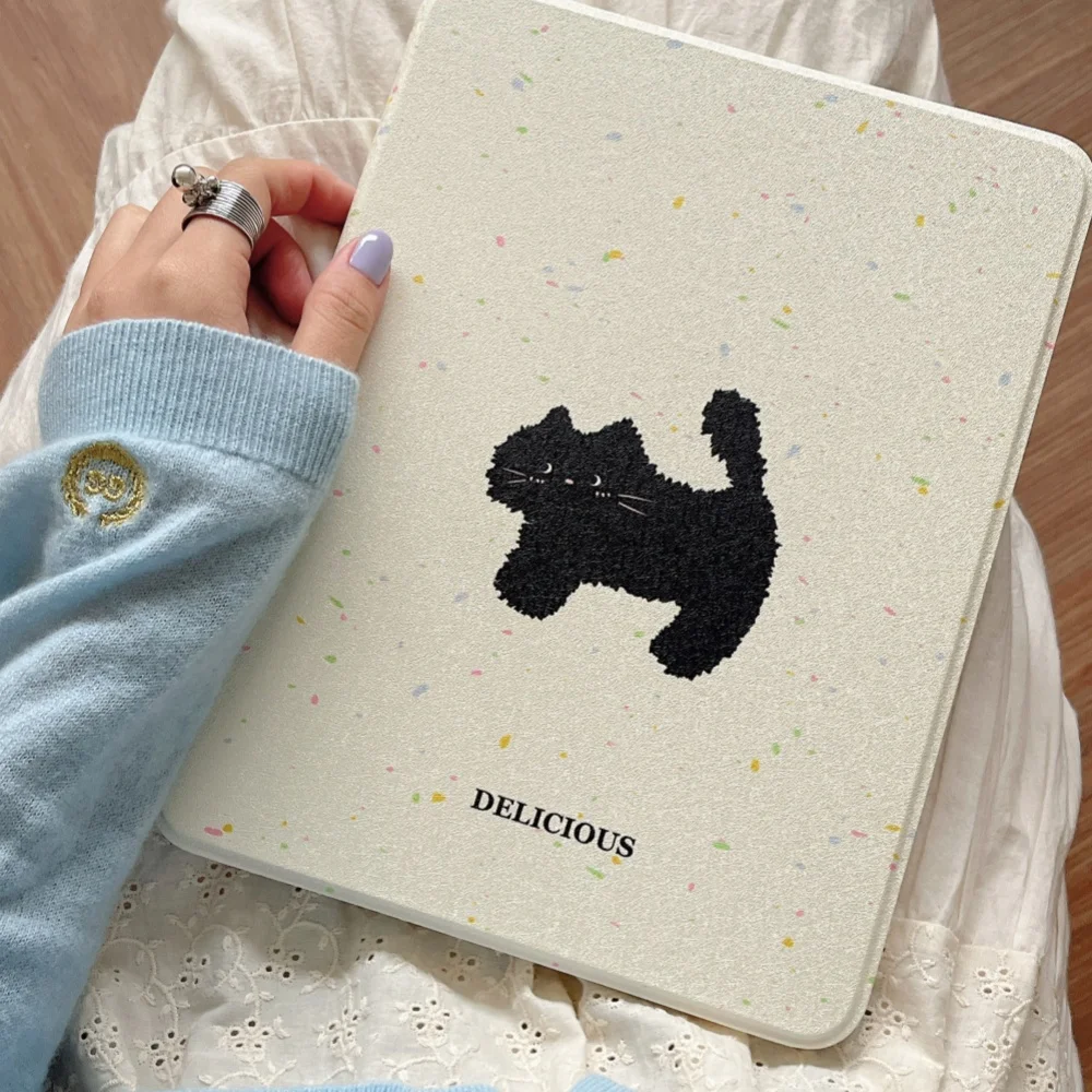 Cute Black Cat Tablet Case For iPad