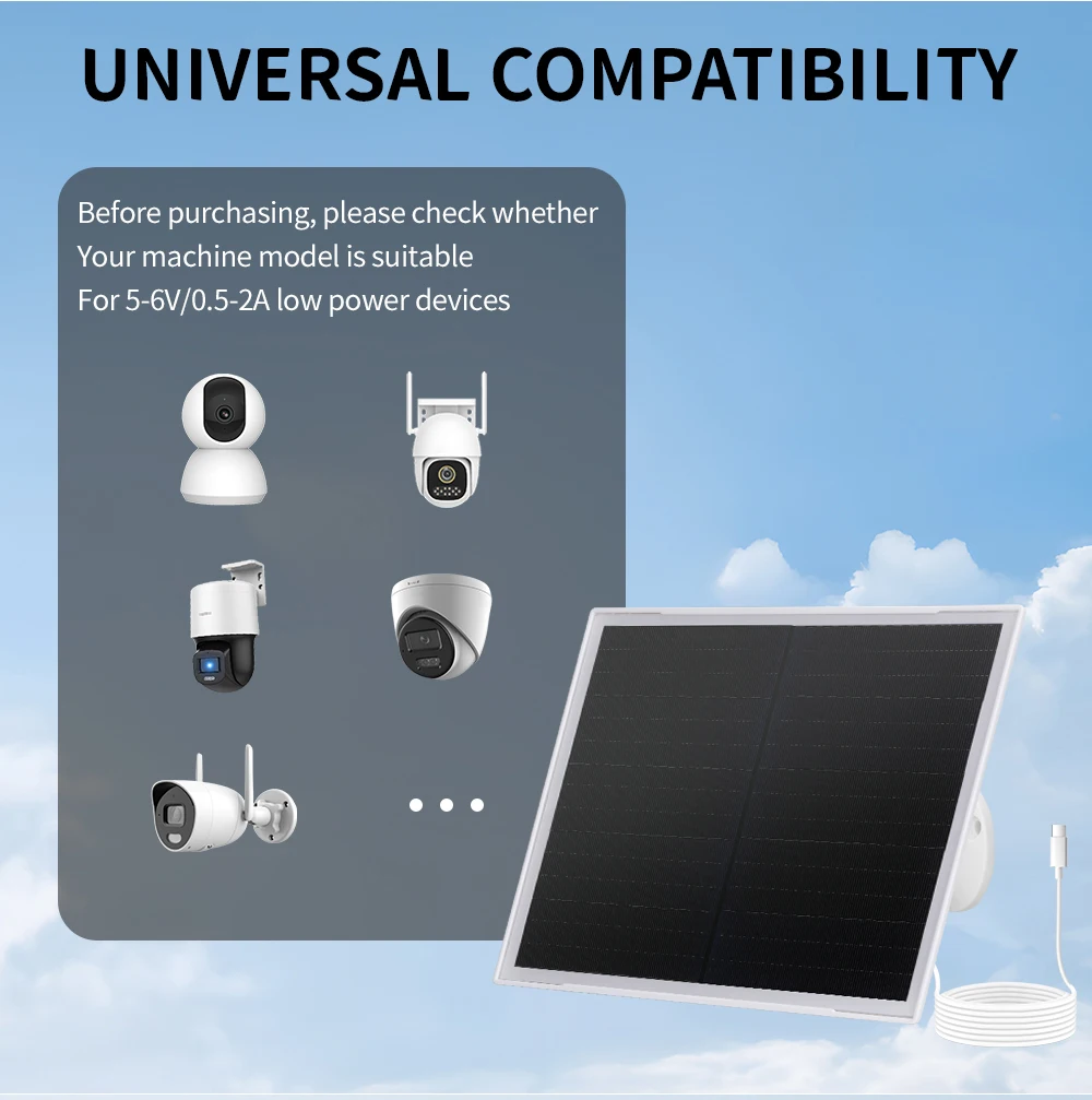 Solar Panel for Security Camera 6V 10W Solar Chargers Compatible with Outdoor So