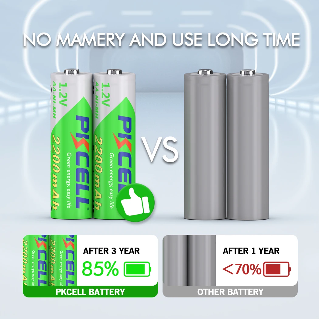 Rechargeable Lithium Batteries Rechargeable Nickel Zinc Batteries 10PCS PKCELL AA 2200MAH 1.2V NIMH Rechargeable 2A Precharge LSD Ni-MH For Camera Toys