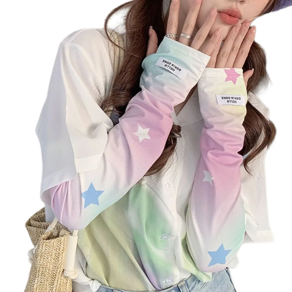 Sport Eis Arm Sommer Gedruckt Halbe Finger Handschuhe UV Sonnenschutz Manschette Abdeckung Dünne Lange Handschuhe Elastische Sonnenschutz Ärmeln – Detail 6