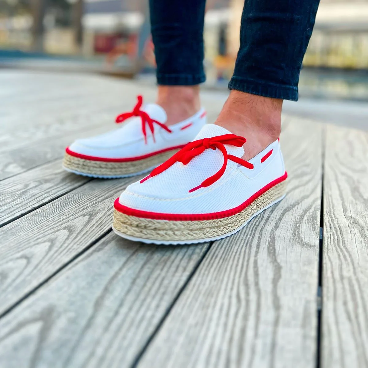 

CHEKICH Original Brand White Red 2024 Men's Shoes High sole Elastic band Knitted Fabric Casual, Espadrille Shoes CH311