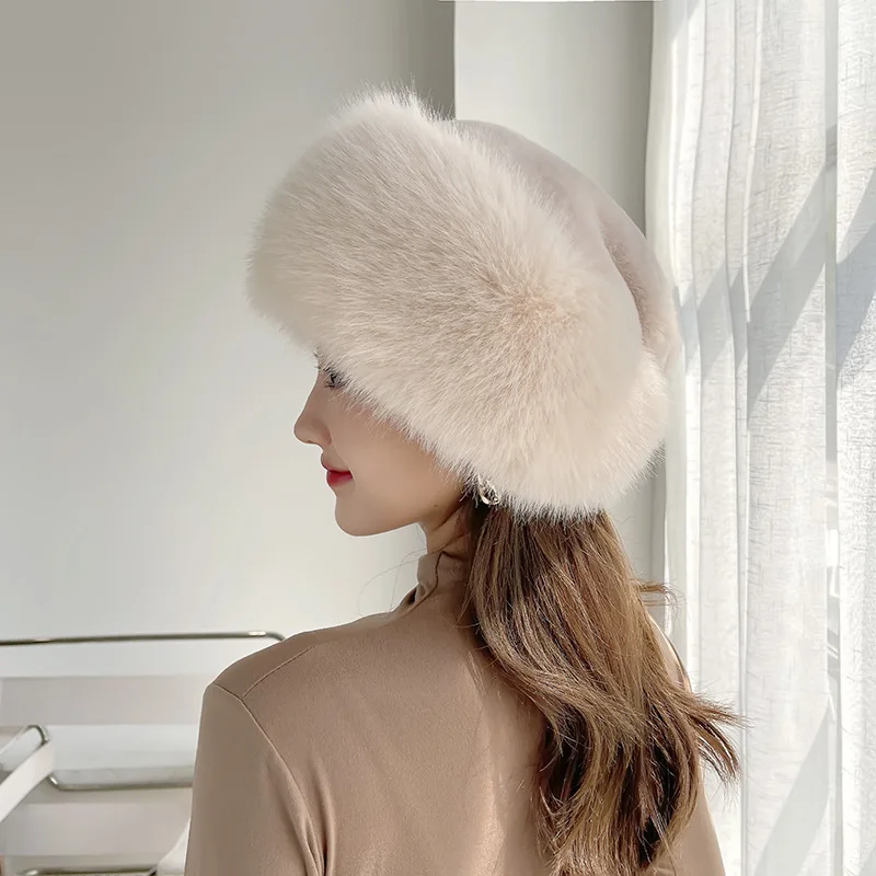 

Womens Soft Russian Thick Fluffy Fox Faux Fur Headband Hat Winter Ear Warmer Ski