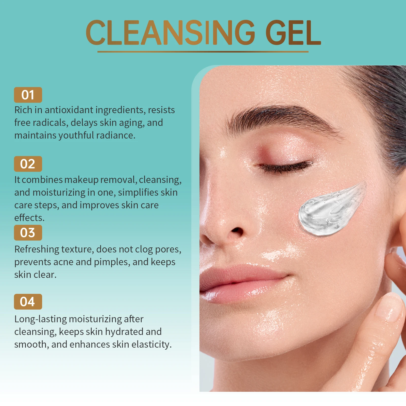 EELHOPE Face Cleaning Gel Quick Remove Makeup Cleaning Pore Dirts No Tight Moisturizing Oil Control Glowing Face Cleaning Gel