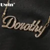 UWIN Custom Titanium Steel Name Necklace With Rhinestones for Women Personalized Name Pendant Choker Fashion Jewelry Accessories