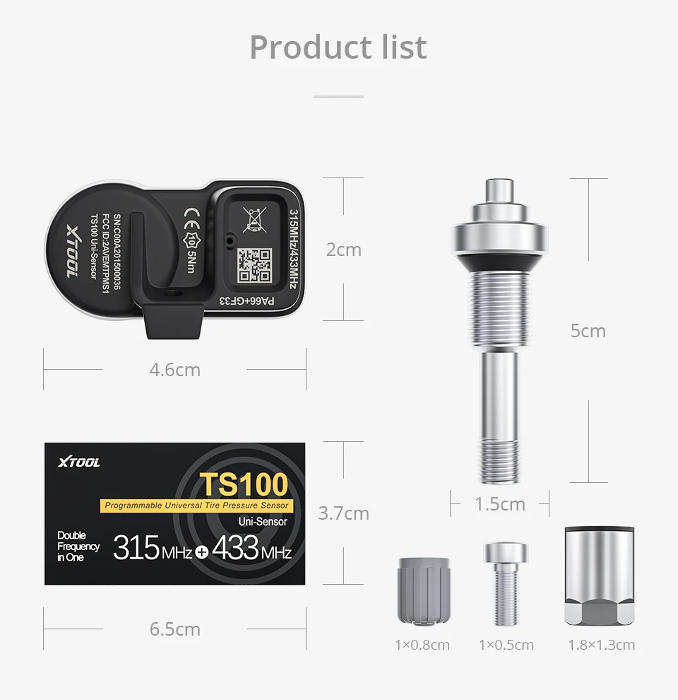 XTOOL TS100 metal Ver. Programmable tire pressure monitoring system sensor-14