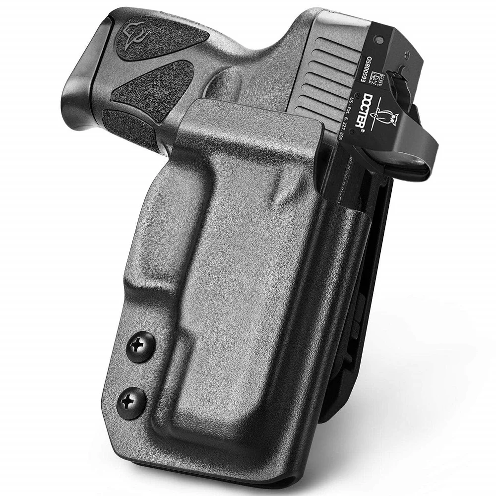 Kydex Confortável Mão Direita Gun Holster, Belt Clip, Flower Gag, Kydex