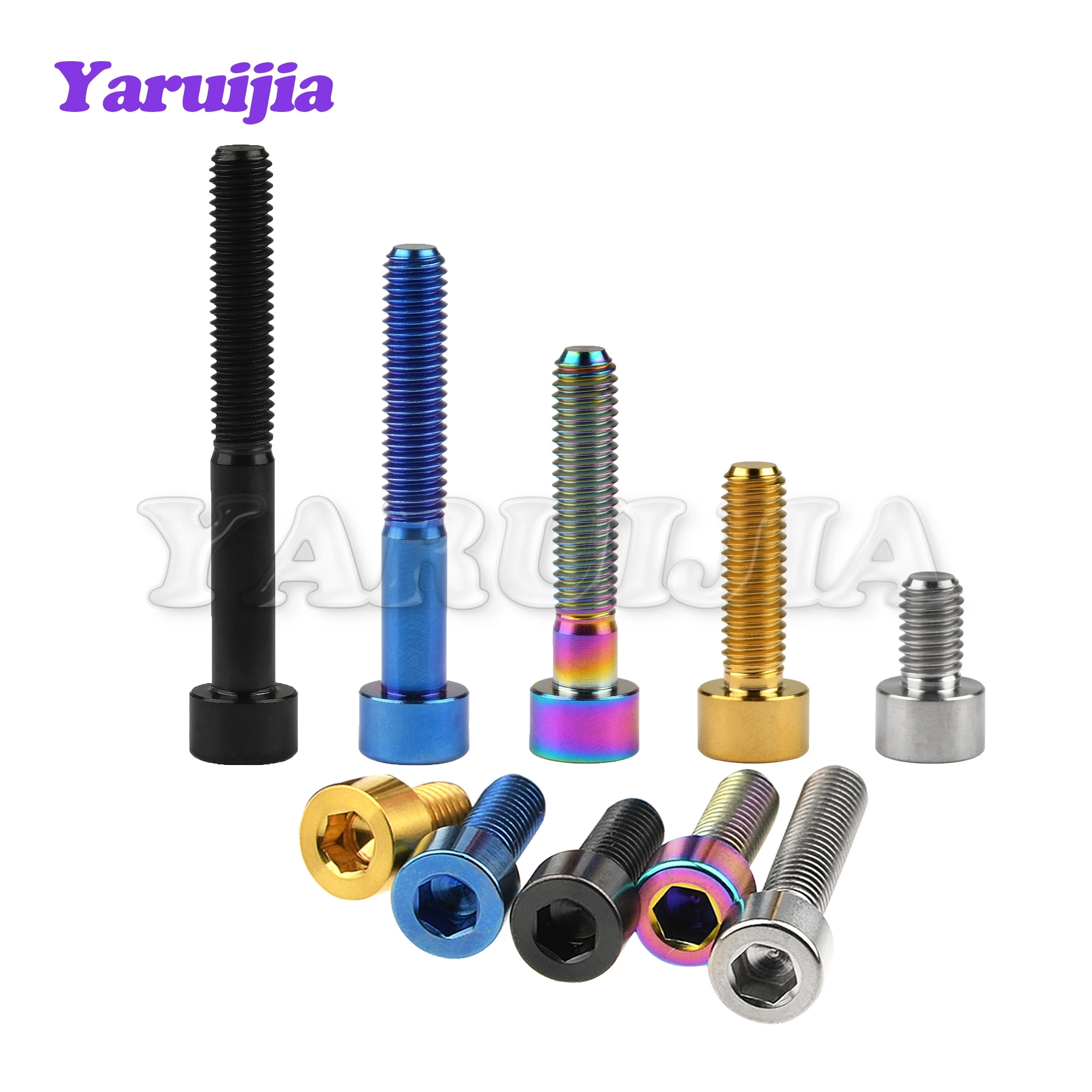 Titanium Bolts Yaruijia Titanium Bolts M5/M6x10/12/15/16/18/20/23/25/30/35/40/45/50/55/60/65mm Allen Key for Bicycle Stem Seatpost Bike Parts