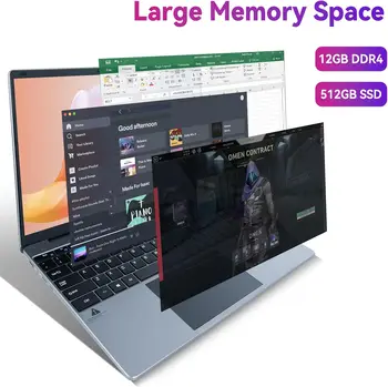 15.6 Inch Laptop 12GB DDR4 512GB SSD Intel N5095 Processor IPS Display 1080P Windows11 38000mAh Battery Business & Home Laptop 2