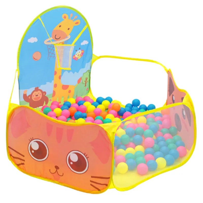 0.9-1.5M Portable Baby Playpen Children Ball Pit with Basketball Hoop Kid Dry Pool Folding Indoor Outdoor Garden Playhouse Toy