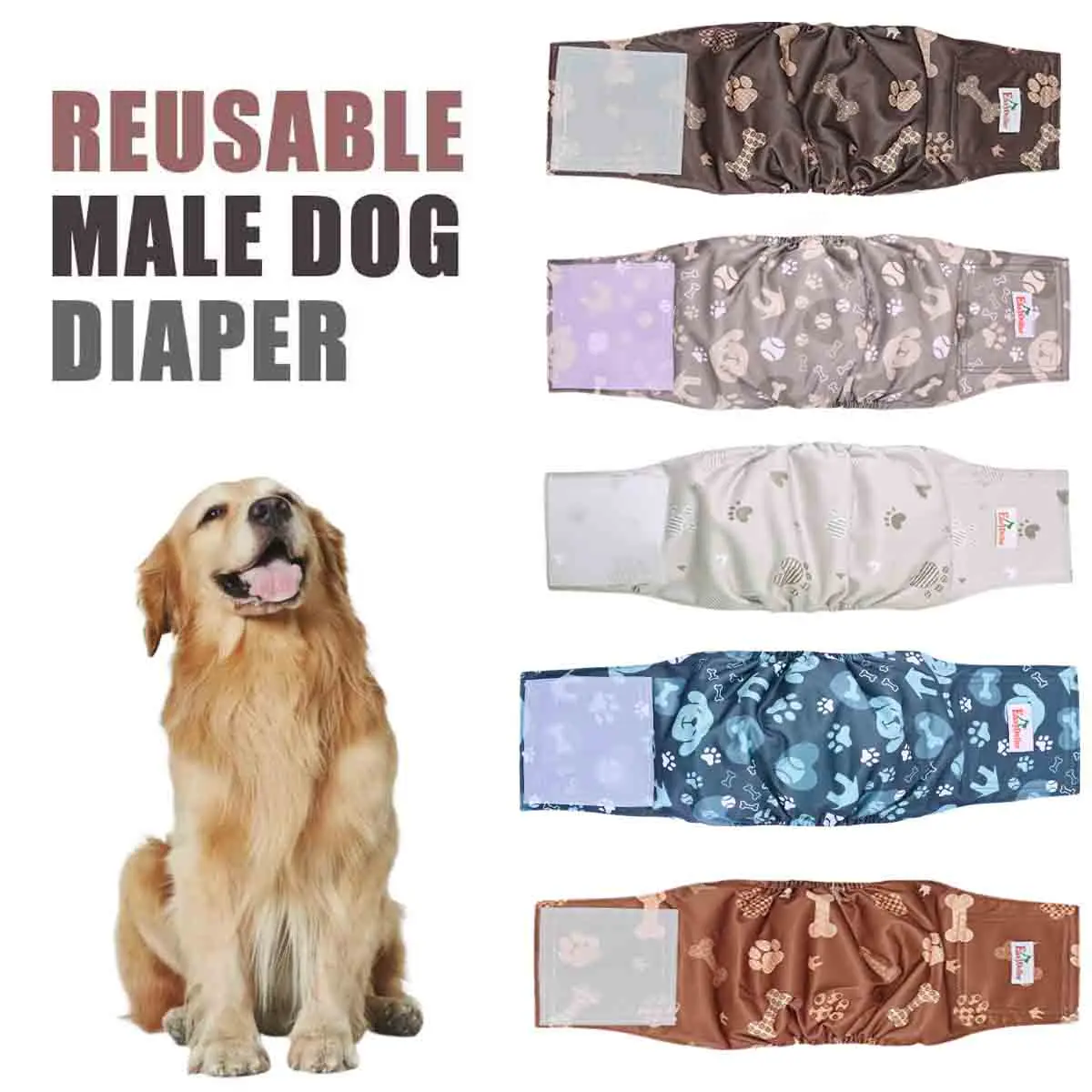 1PC Washable Male Dogs Diaper Cute Cartoon Animal Print Nappy Belly Band Wrap Reusable Pet Sanitary Pants Leak Proof Diapers dog diapers pet diapers dog nappies