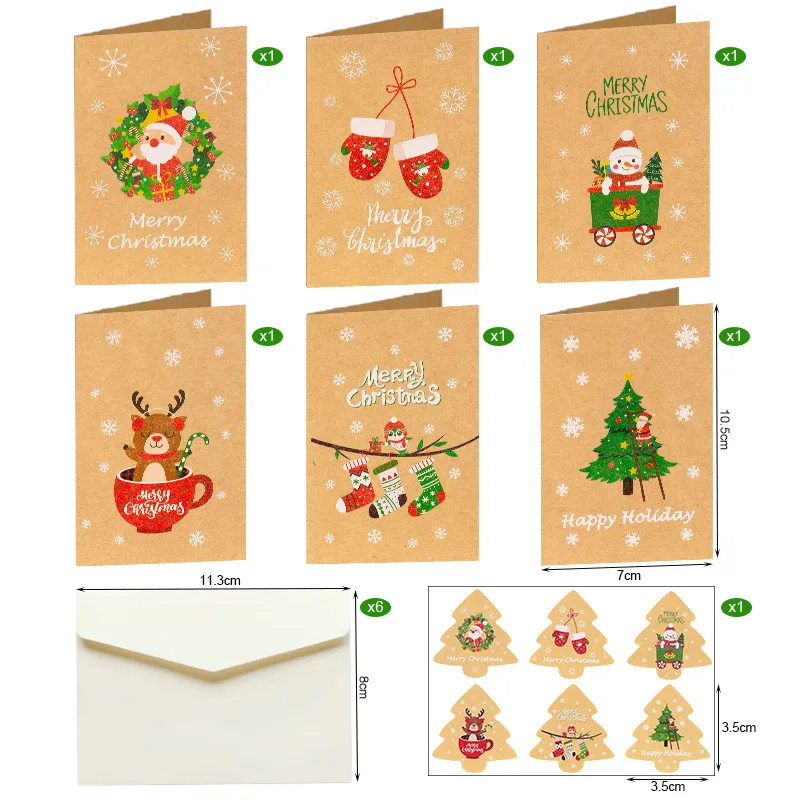 12 stücke/1 satz Frohe Weihnachten Falten Kleine Grußkarten Weihnachten Grußkarte DIY Neue Jahr Postkarte Geschenk Karte xmas Party Dekorieren Noel – Detail 10