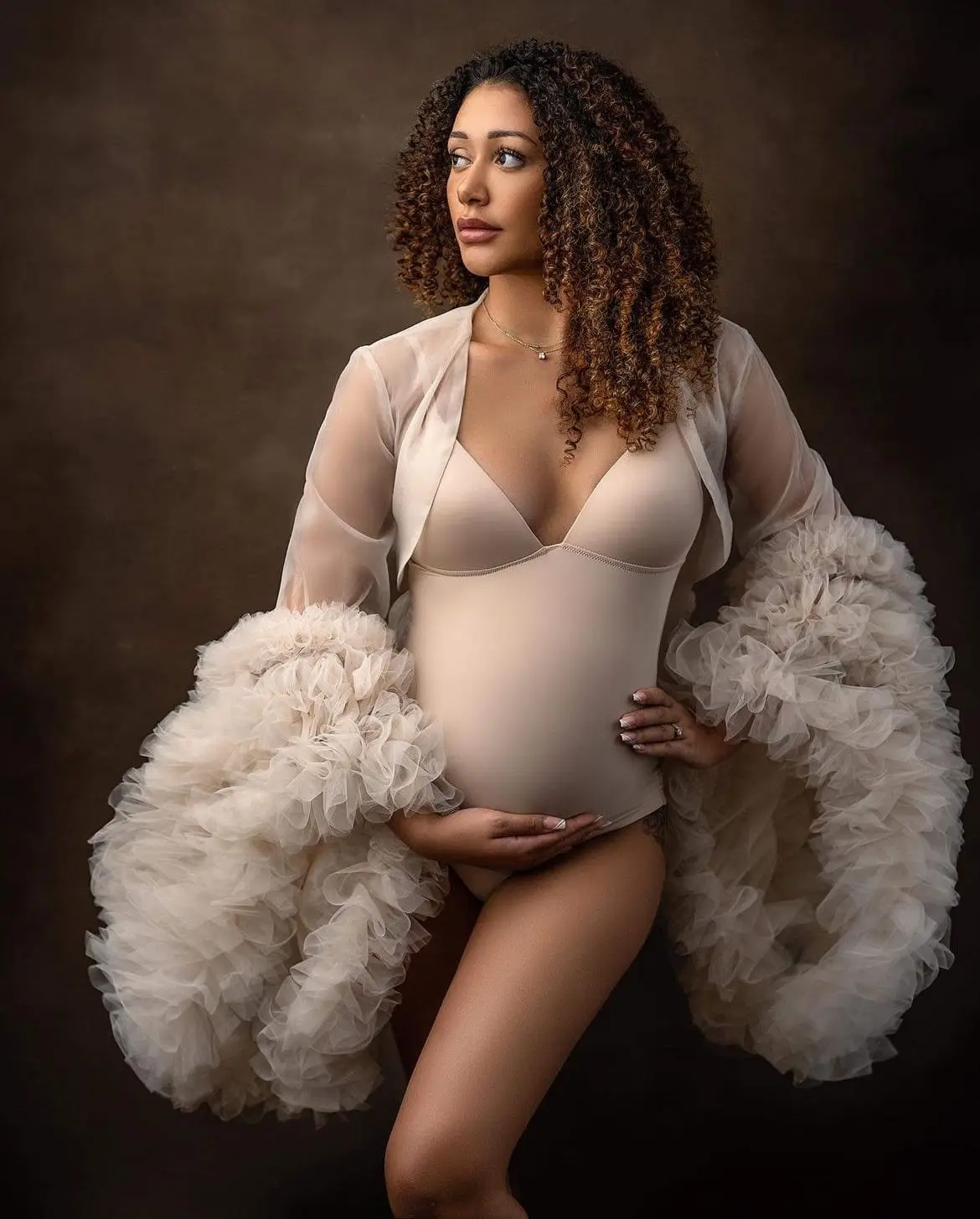 Ivory Bodysuit Maternity Robes Women Bathrobe Wrap Photo Shoot Birthday Sexy Bridal Fluffy Sleeve Sleepwear Custom Made maternity pajamas breastfeeding nightgowns sexy short sleeve sleepwear nightie mothers nightwear pregnant nursing pajamas dress