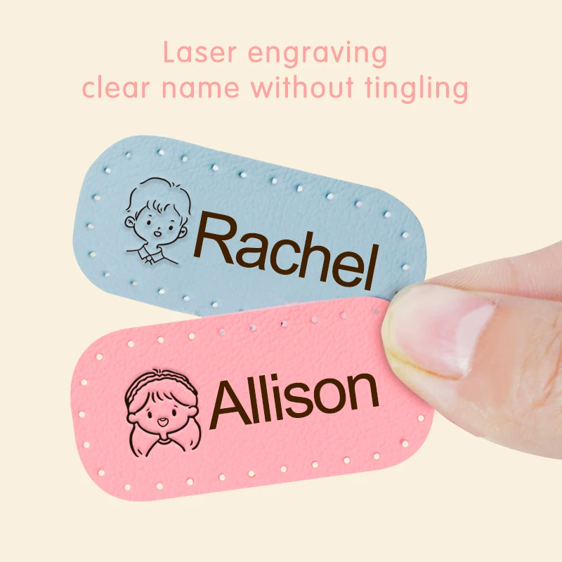 Personalized Leather Name Labels Washable Iron On Tags Sicker Handmade Clothing Fabric Label Sewing 12Pcs 24*50MM name stickers name sticker