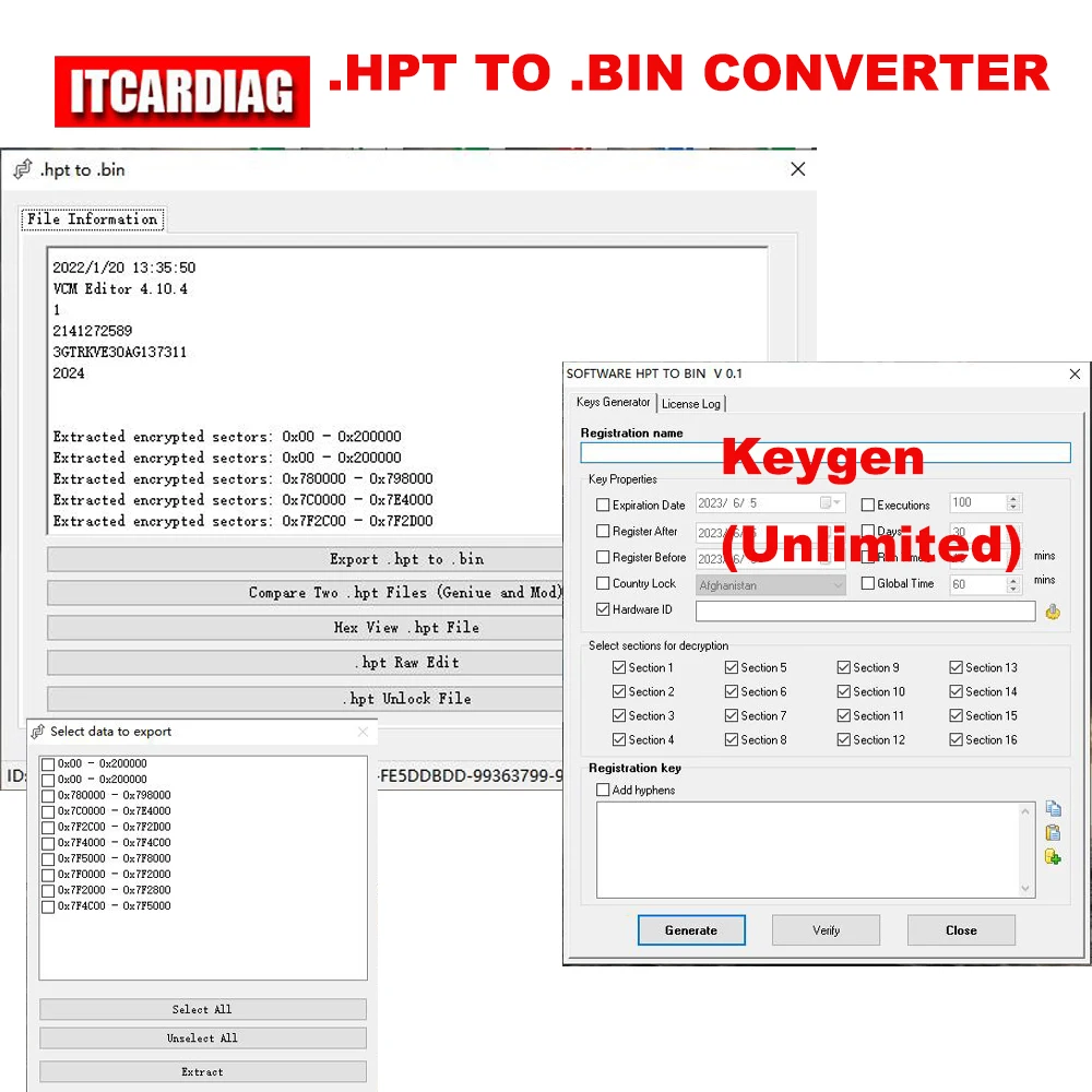 

HPT TO BIN CONVERTER With Unlimited Keygen Compare Genuine & Modified Files Unlock Tuner Unlock Hpt Raw Edit for Multi Laptop