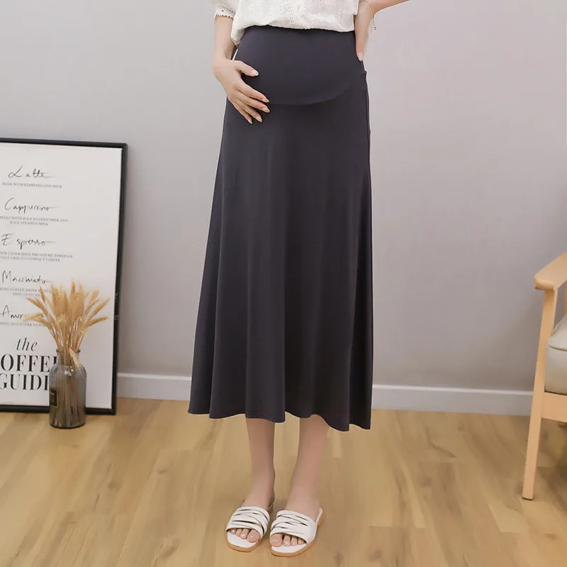 Summer Modal Loose Maternity Skirts Pregnant Women Clothes Abdominal High Waist Casual Pregnancy Package Hip A-line
