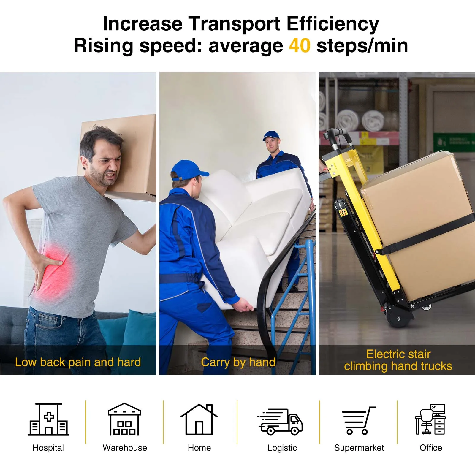 Foldable Electric Stair Climbing Hand Truck 200W with Adjustable Speeds 440 Lbs Load 6 Wheels Dolly Cart Trolley for Home Garden