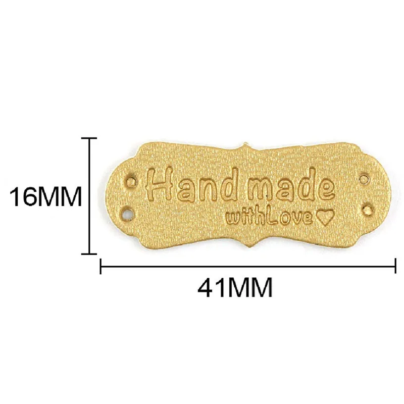 Leather Tags 50Pcs 16*41mm PU Lace Embossing Discoloration Unique Design Handmade Labels Sewing Craft DIY Knitting