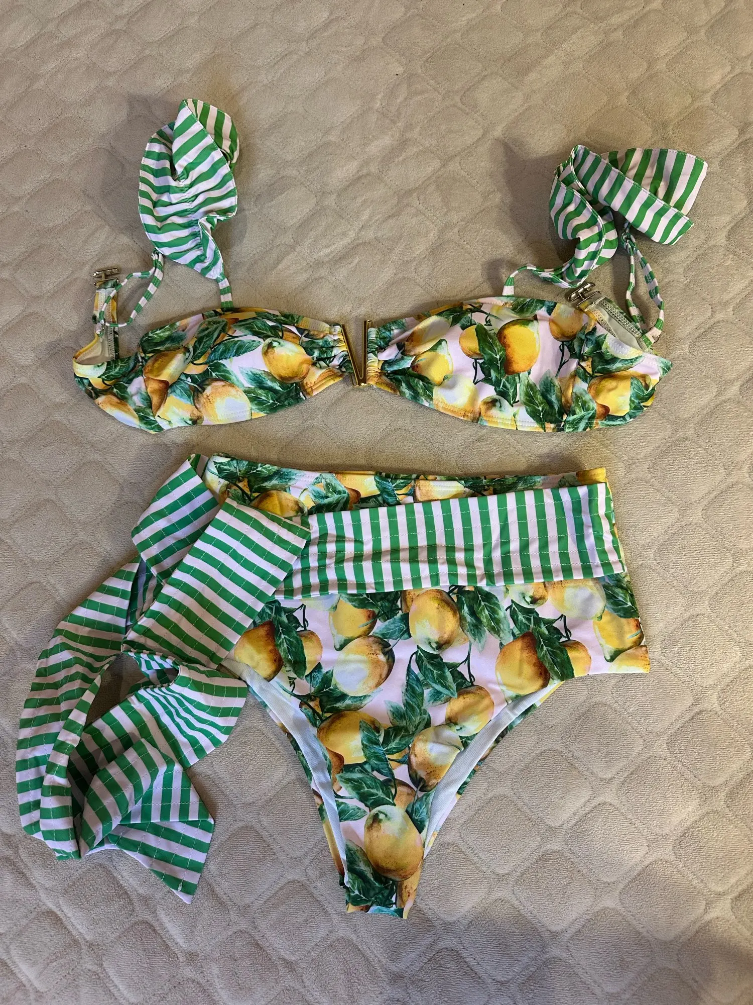 Two-Pieces Women Floral 2025 Push-Up Padded Bra Ruffles Bandage Bikini Set Swimsuit Swimwear Bathing Suit Beachwear Biquini photo review