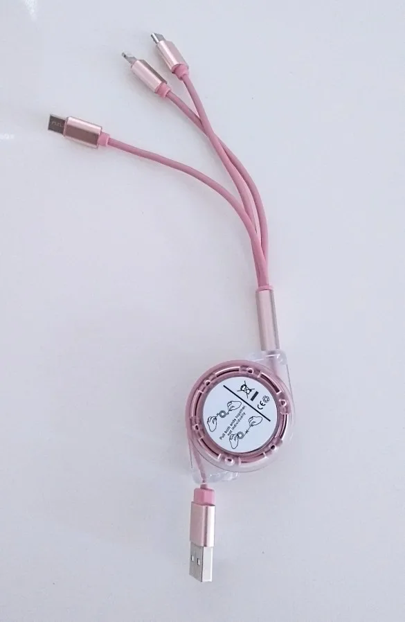 Cabo carregador 3 em 1retrátil 3A para Android/Universal Micro Type-C/Data 3 photo review