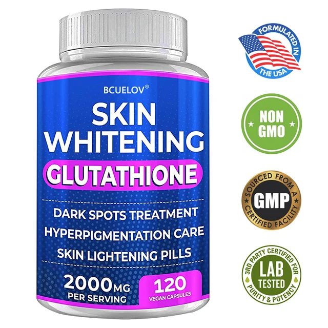 Pilules de blanchiment de la peau au curcuma, à l'oursandre, à la vitamine, au glutathion, 2000 mg, offset de radicales libres et réduit le stress oxydant 1