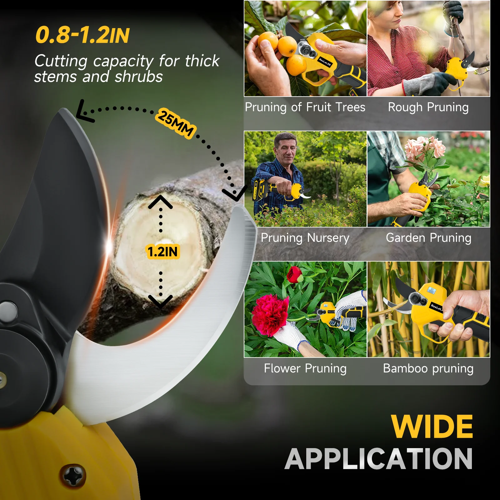 30mm Brushless Electric Pruning Shears 2 Gears Cordless Scissors Fruit Tree Bons