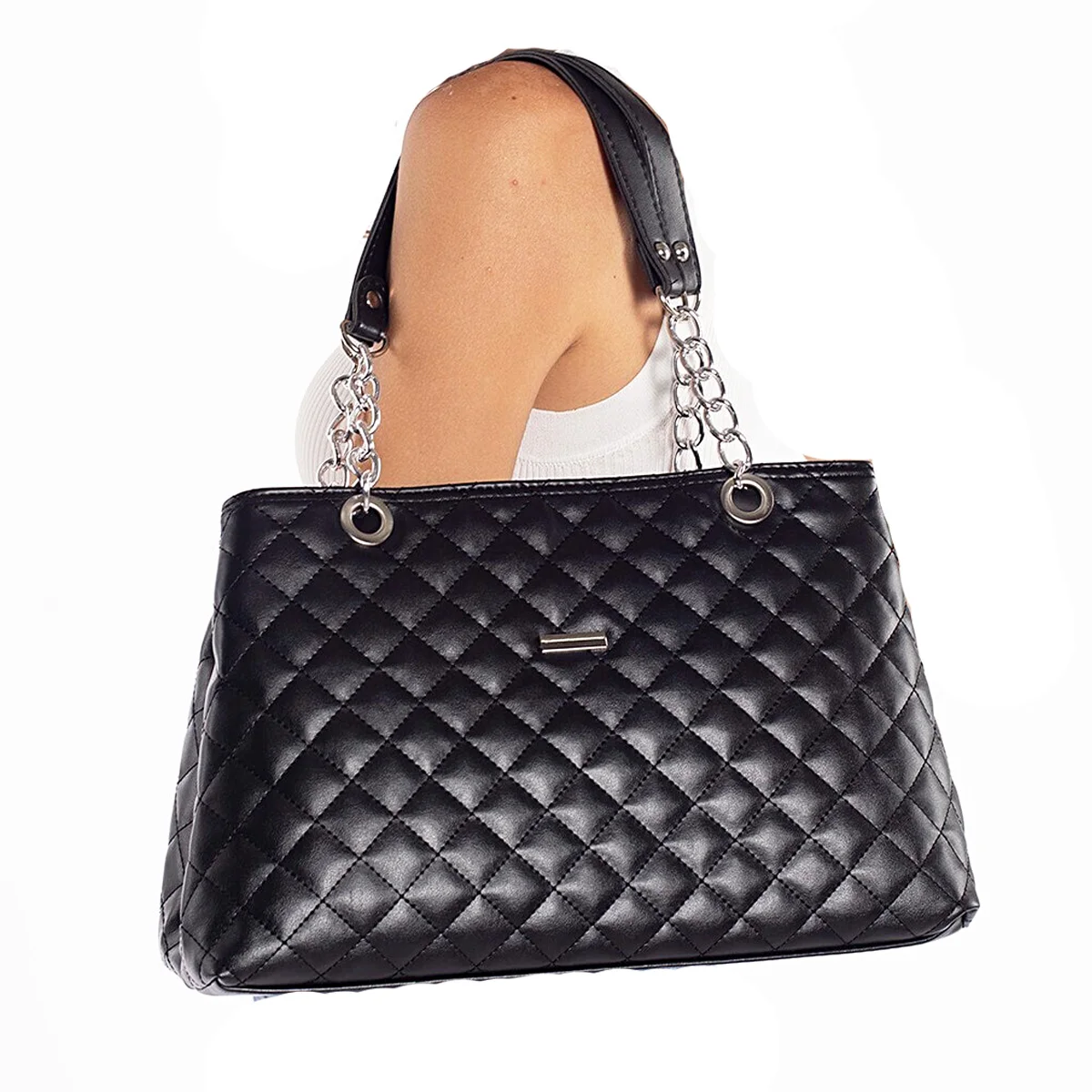 Bolso De Mano Acolchado Para Mujer, Bolso De Mano Grande Y A