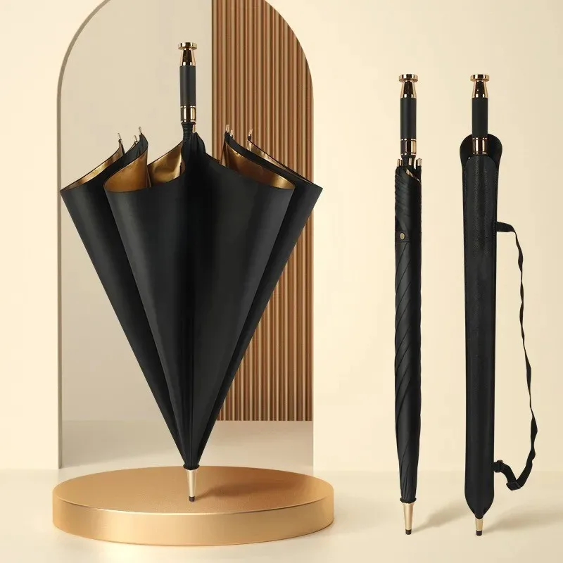 Noble Gold Glue Golf Long Handle Umbrella For Audi Land Rover AMG Anti-ultraviolet Car Advertising Gift Umbrella